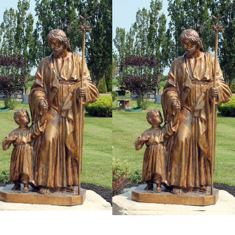 Bronze jesus statue with baby